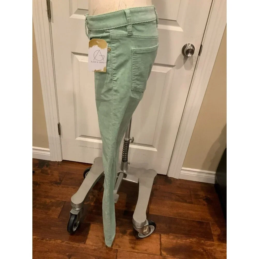 Tory Burch Light Green Ivy Super Skinny Corduroy Pants, Size 26, NWT! $195